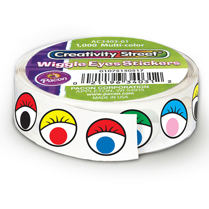 Pacon  Creativity Street Wiggle Eyes Stickers On A Roll, Multi Color - Pack of 2