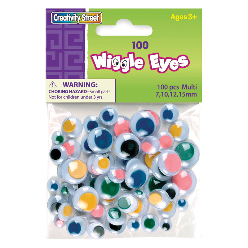 Pacon  Creativity Street Wiggle Eyes, Multi Color - Assorted Size - 100 Per Pack - Pack of 6