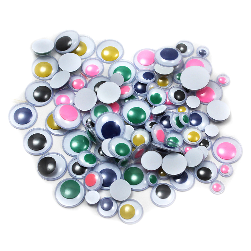 Round Wiggle Eyes Assorted Sizes & Colors - 100 Count - Pack of 12