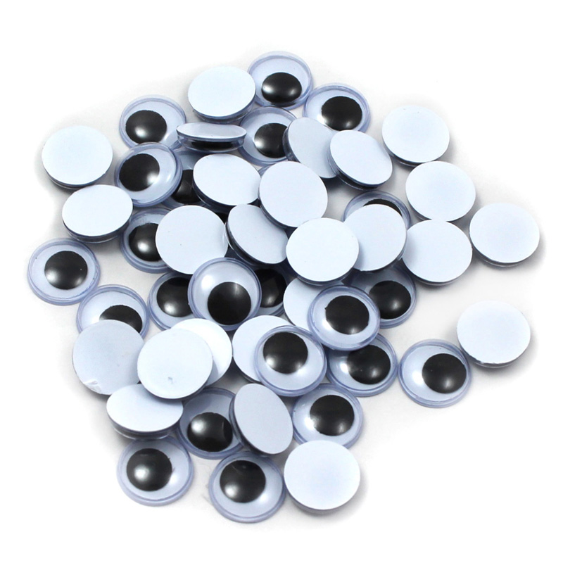 12 mm Round Wiggle Eyes, Black - 50 Count - Pack of 12