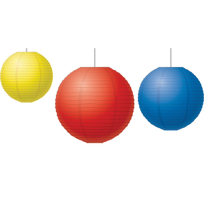 Picture of Teacher Created Resources TCR77230-3 Red&#44; Yellow & Blue Paper Lanterns - Set of 3