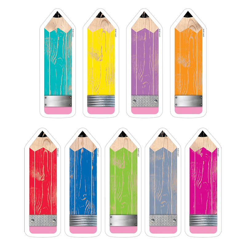 6 in. Pencils Cut Outs Upcycle Style - Pack of 3