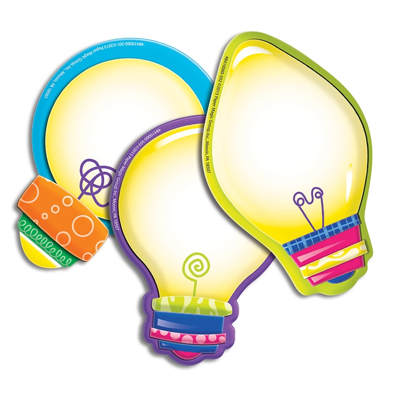 Light Bulbs Assorted Paper Cut Outs - Pack of 6