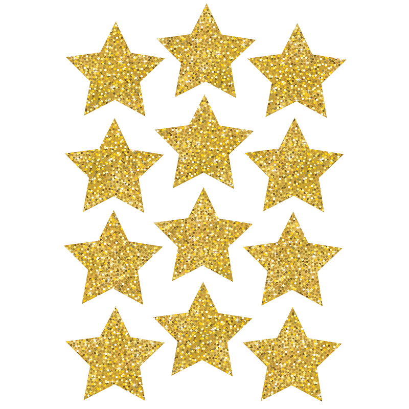Picture of Ashley Productions ASH30400-6 3 in. Die Cut Magnets Gold Sparkle Stars - Pack of 6