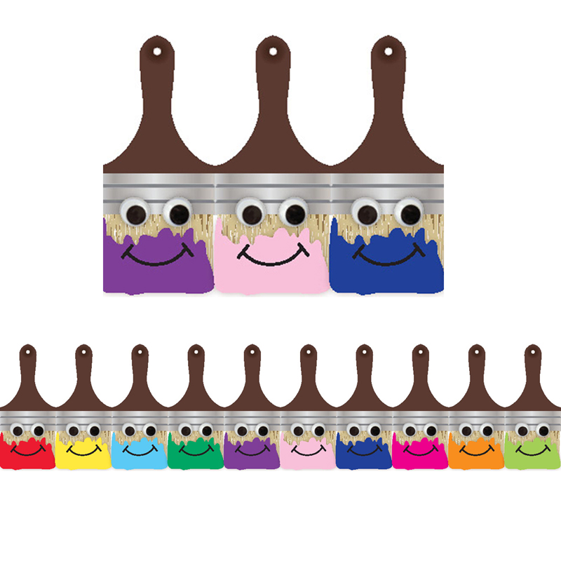 Happy Paintbrush Die Cut Classroom Border - Pack of 6