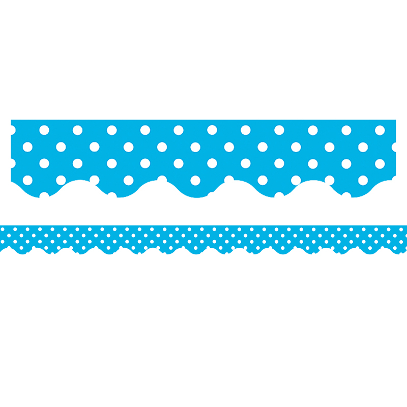 Teacher Created Resources? Mini Polka Dots Border Trim, Aqua, 35 Feet Per Pack, 6 Packs