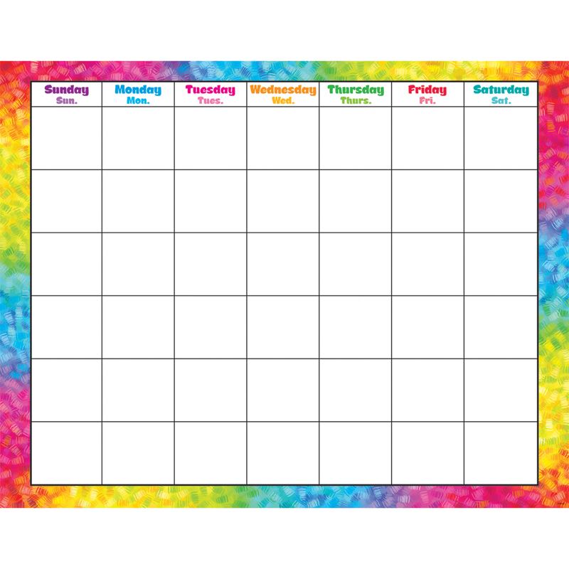 Picture of Trend Enterprises T-27011-6 Colorful Brush Strokes Monthly Wipe Off Calendar - 6 Each