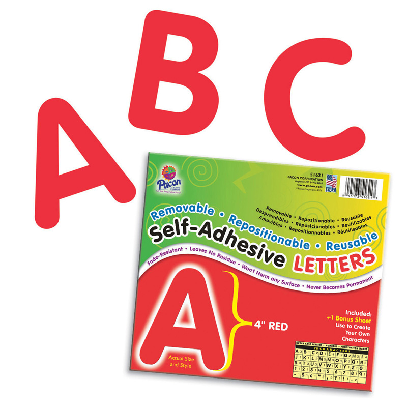 4 in. Self Adhesive Letter, Red - Pack of 2