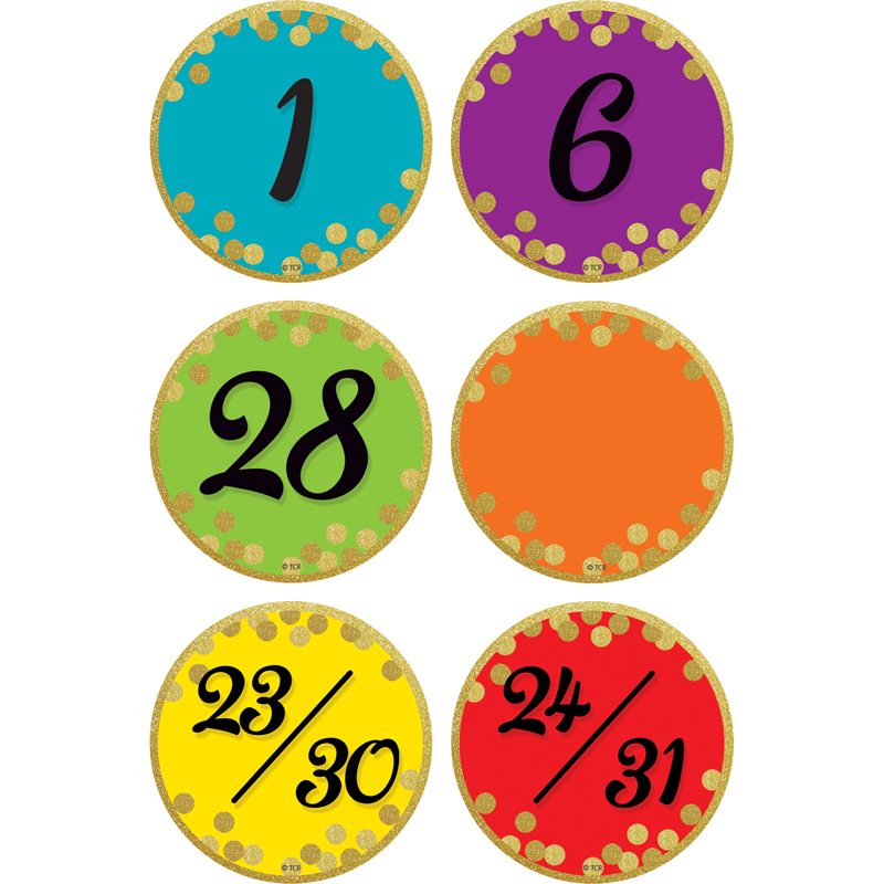 Picture of Teacher Created Resources TCR8731-6 Confetti Colorful Calendar Days - Pack of 6