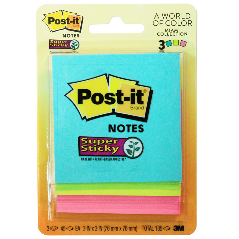 Picture of 3M MMM3321SSAN-6 3 x 3 in. Post-It Ss Notes 45 Sheets&#44; Assorted Neon - 3 Per Pack - Pack of 6