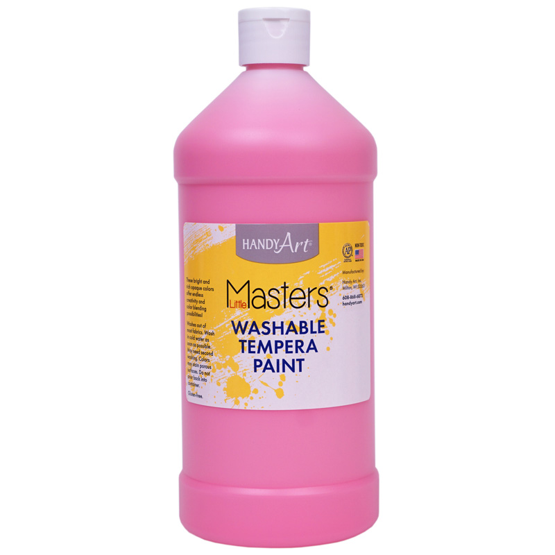 Little Masters Washable Tempera Paint Quart, Pink - 6 Each