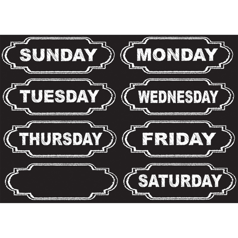 Picture of Ashley Productions ASH19002-6 Die-Cut Magnets Chalkboard Days Of The Week - Pack of 6