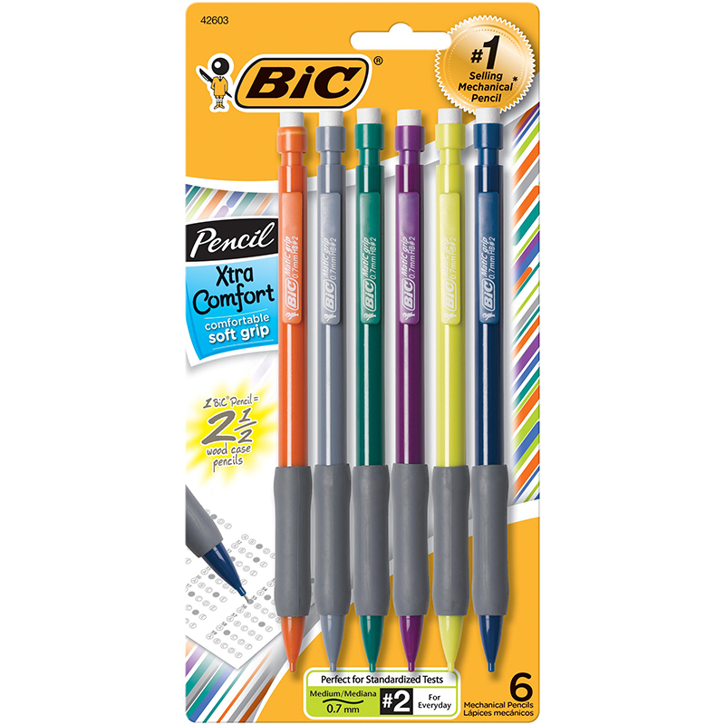 Picture of Bic USA BICMPGP61-6 0.7 mm Matic Grip Mechanical Pencils&#44; Assorted - 6 Per Pack - Pack of 6