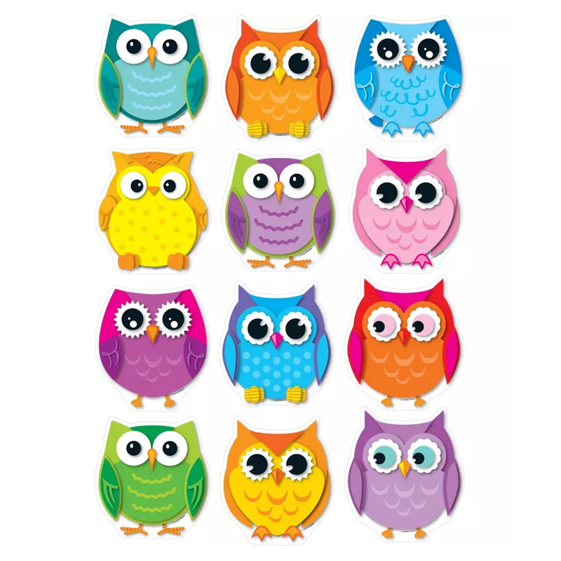 Picture of Carson Dellosa CD-120107-3 Colorful Owls Cut Outs - 36 Count - Pack of 3