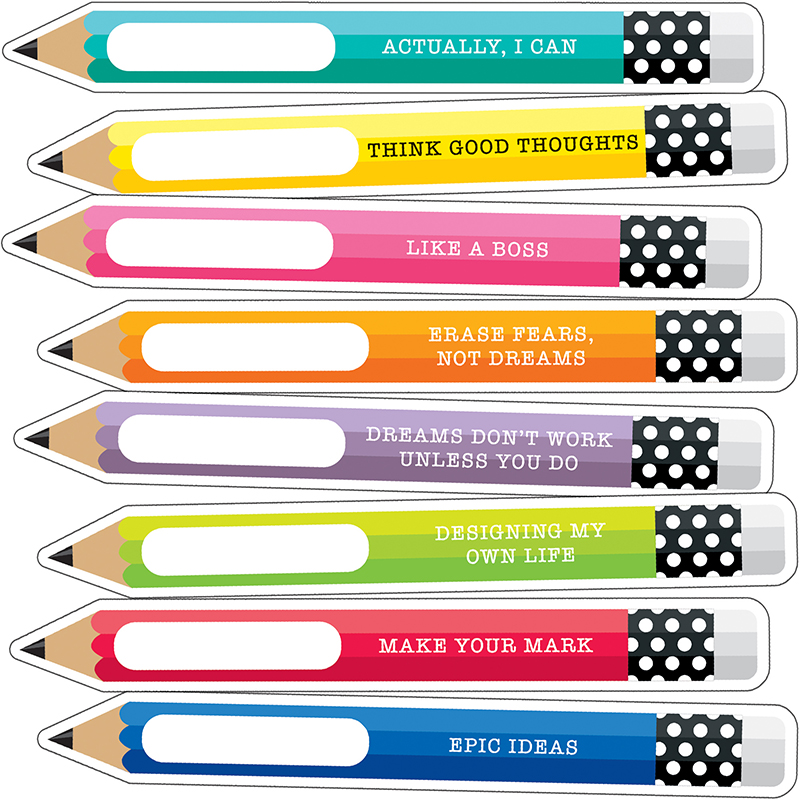 Picture of Carson Dellosa CD-120562-3 Schoolgirl Style Motivational Pencils Cut-Outs - Pack of 3