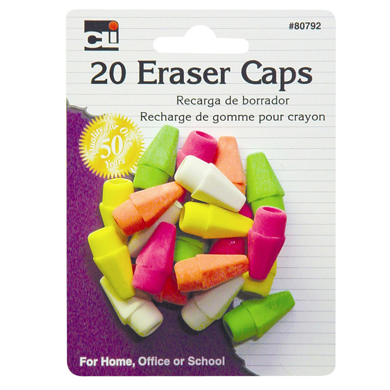 Picture of Charles Leonard CHL80792-12 Eraser Caps Neon&#44; Assorted - 12 Each