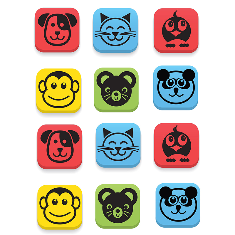 Magnetic Whiteboard Student Erasers, Animals, 12 Per Set, 3PK