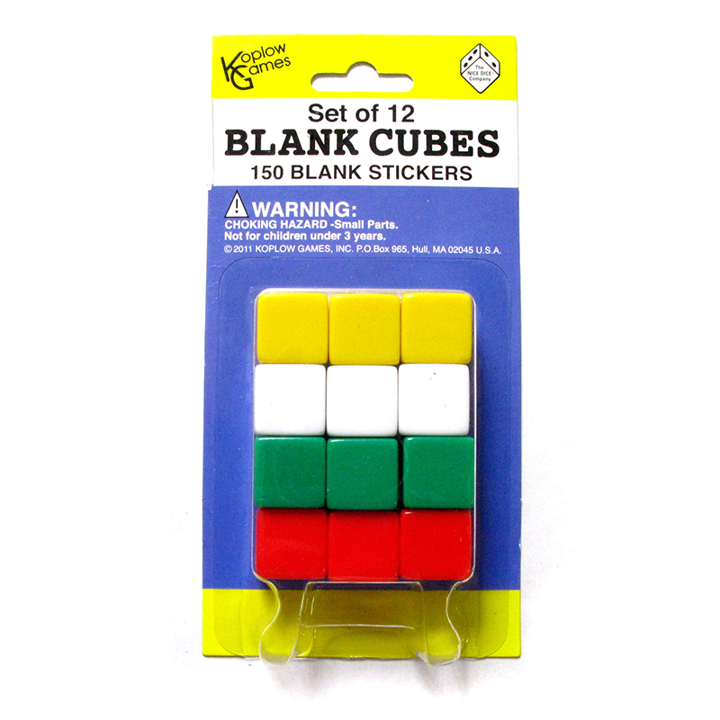 Blank Dice with Stickers Dice with 150 Stickers - 12 Per Set - Pack of 6