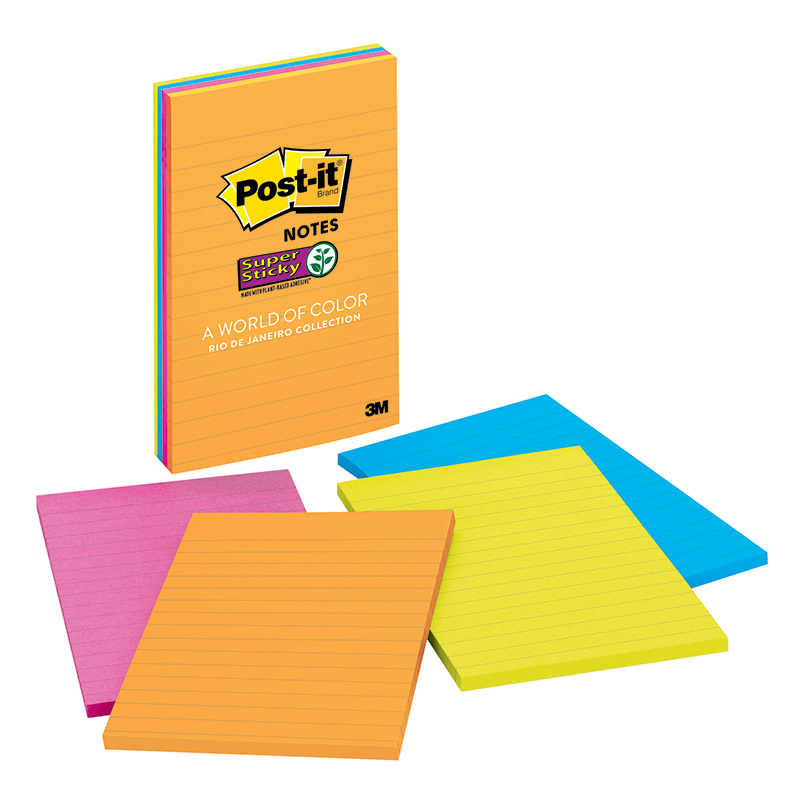 Picture of 3M MMM4621SSAU-2 4 x 6 in. Post-It Super Sticky Notes Lined Assorted Ultra - 45 Sheets - Pack of 2