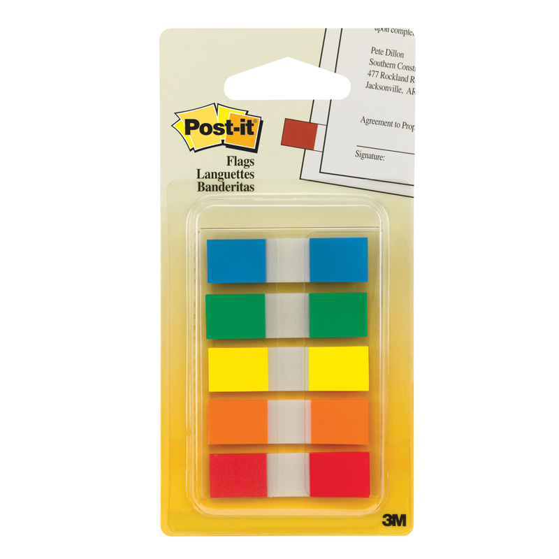 Picture of 3M MMM6835CF-3 Post-It Flags Small Portable 100 Flag 5 Color Primary&#44; 0.47 x 1.7 in. - Pack of 3