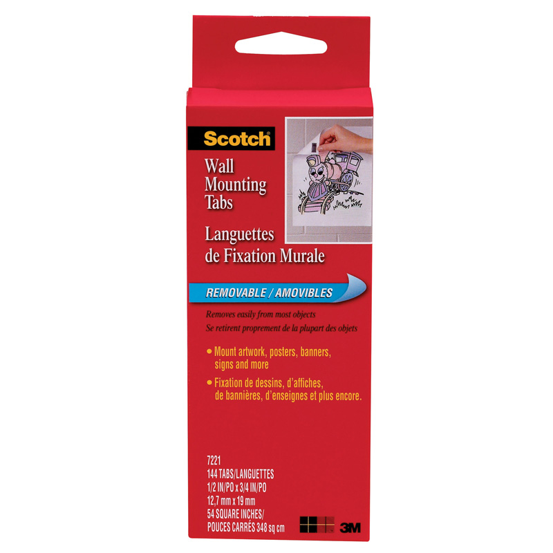 Picture of 3M MMM7221-3 0.5 x 0.75 in. Scotch Wall Mounting Tabs - 144 Per Pack - Pack of 3