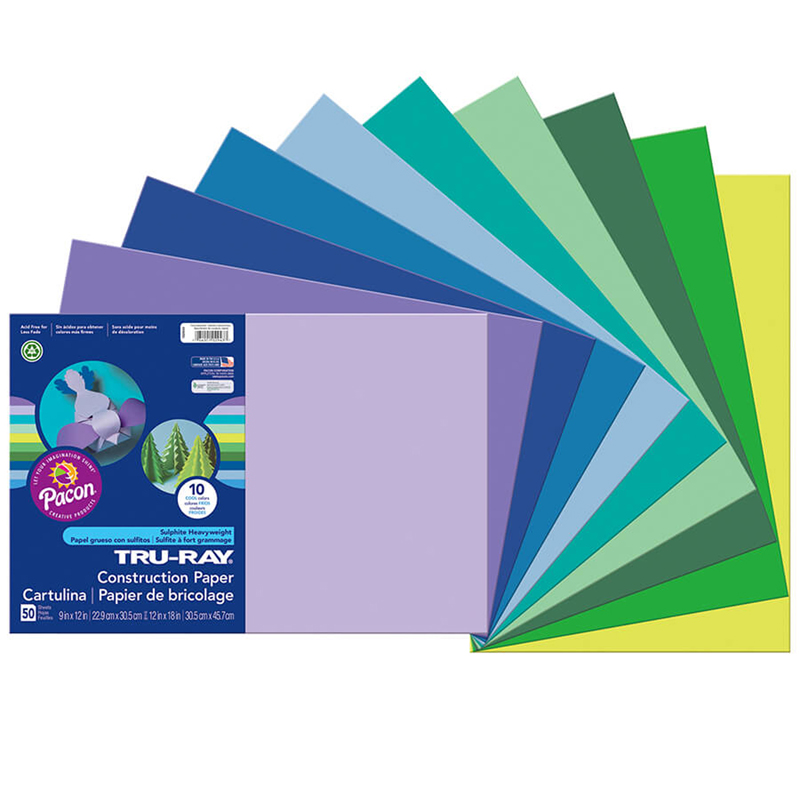 Pacon  12 x 18 in. Tru Ray Cool, Assorted - 50 Sheet Per Pack - Pack of 3