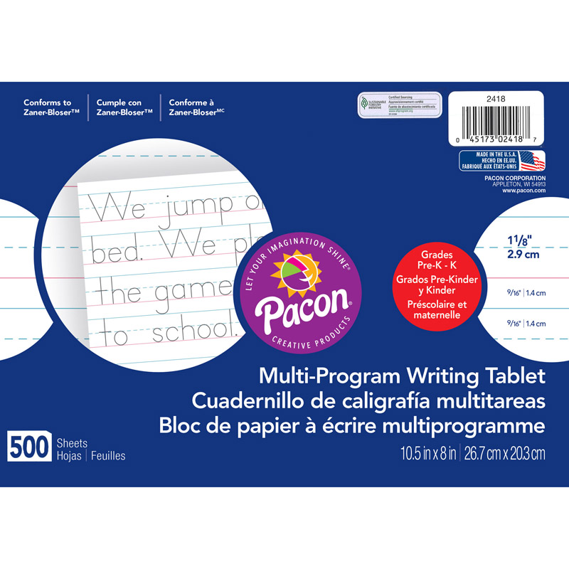 Handwriting Paper, 10.5 x 8.125 in. Rule - 500 Sheets Per Pack - 2 Reams
