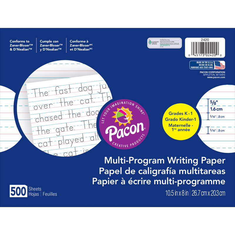 Pacon  10.5 x 8.62 in. Dnealian Multi-Program Handwriting, Grade K - 2 Reams