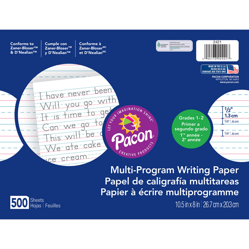 Pacon  10.5 x 8.5 in. Dnealian Multi-Program Handwriting - 2 Reams