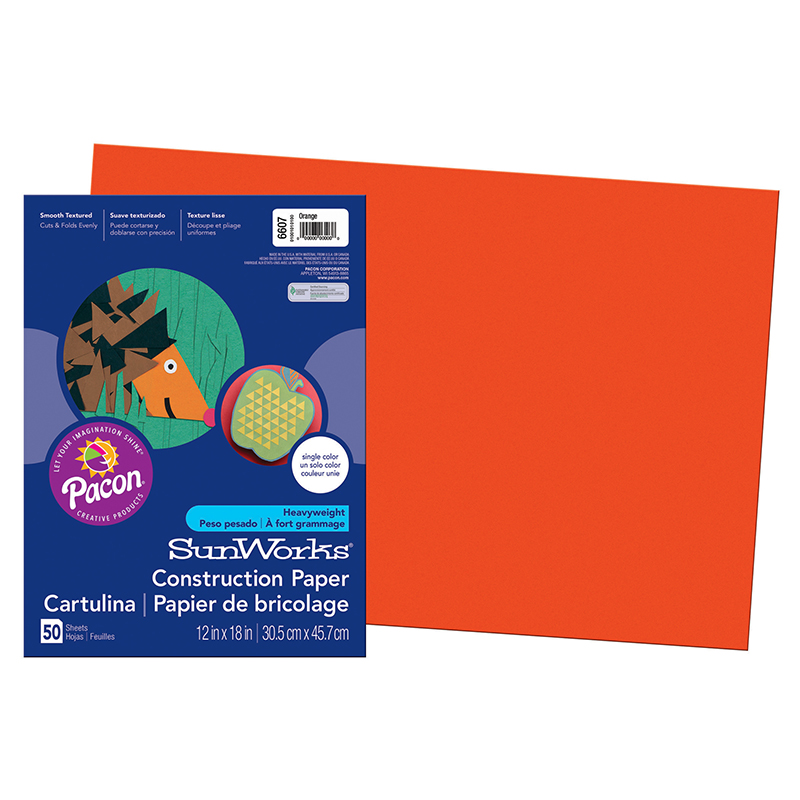 Pacon PAC6607-5 12 x 18 in. Construction Paper, Orange - Pack of 5