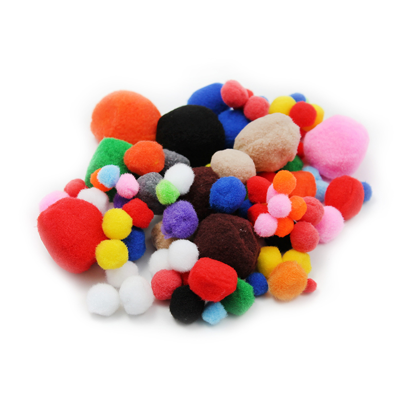 Picture of Charles Leonard CHL69310-6 Pom Poms Furry Balls&#44; Assorted Sizes & Colors - 100 Count - Pack of 6