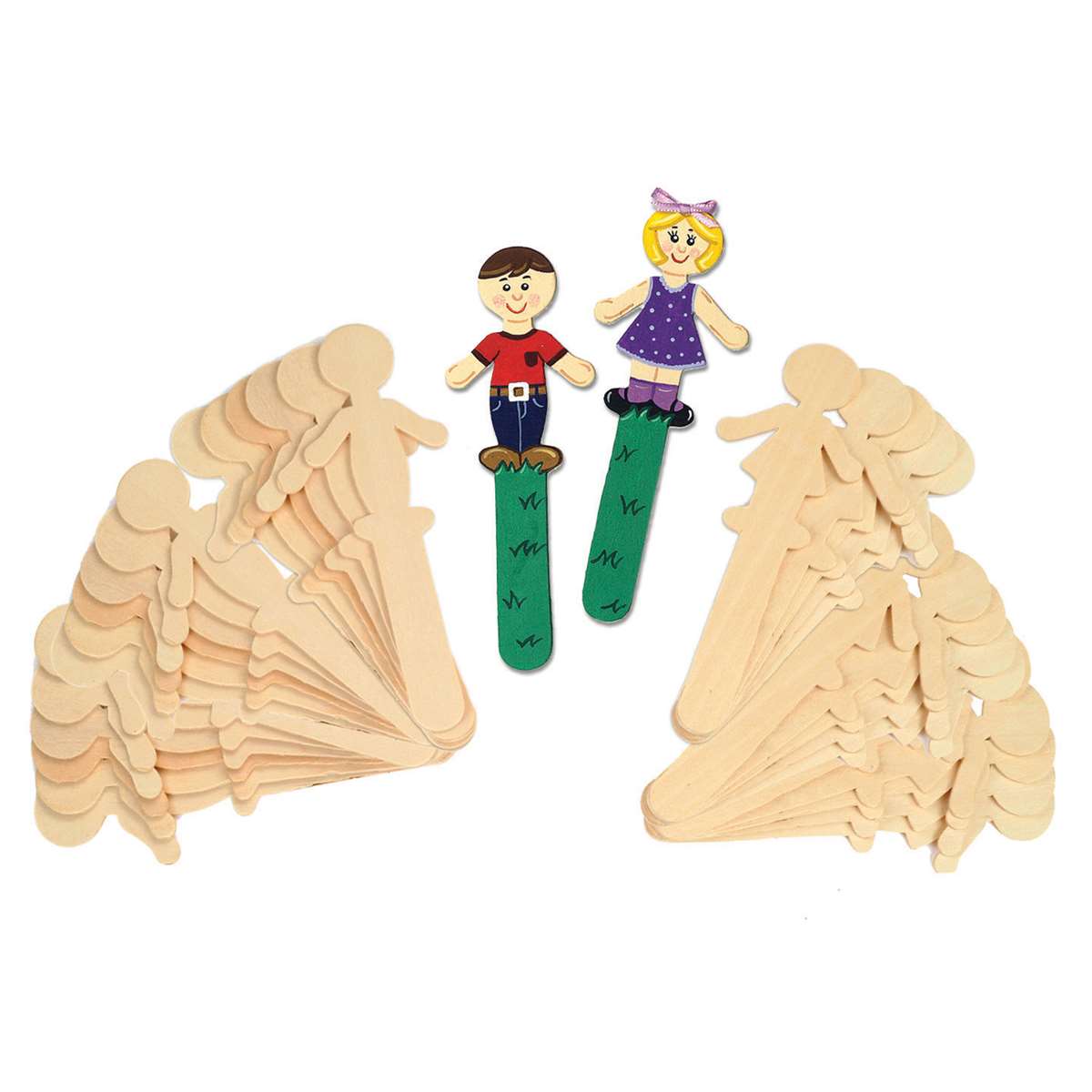 People Shaped Wood Craft Sticks 18 Each Design - 36 Per Pack - Pack of 3