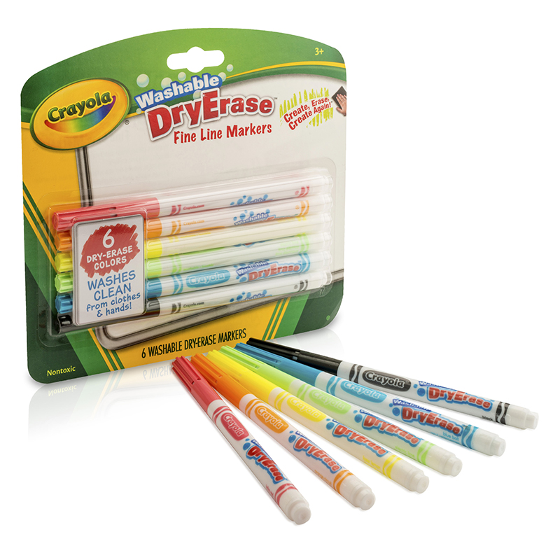 Picture of Crayola BIN985906-6 6 Color Washable Dry Erase Markers - Pack of 6