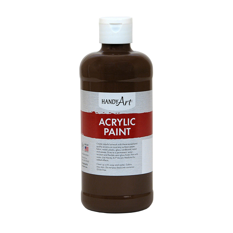 16 oz Acrylic Paint, Burnt Umber - 3 Each