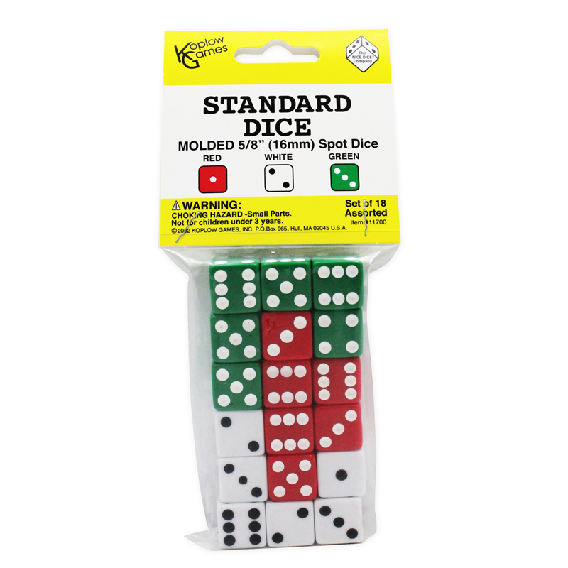 Picture of Koplow Games KOP11700-6 Dot Dice&#44; Red White & Green - 6 Each