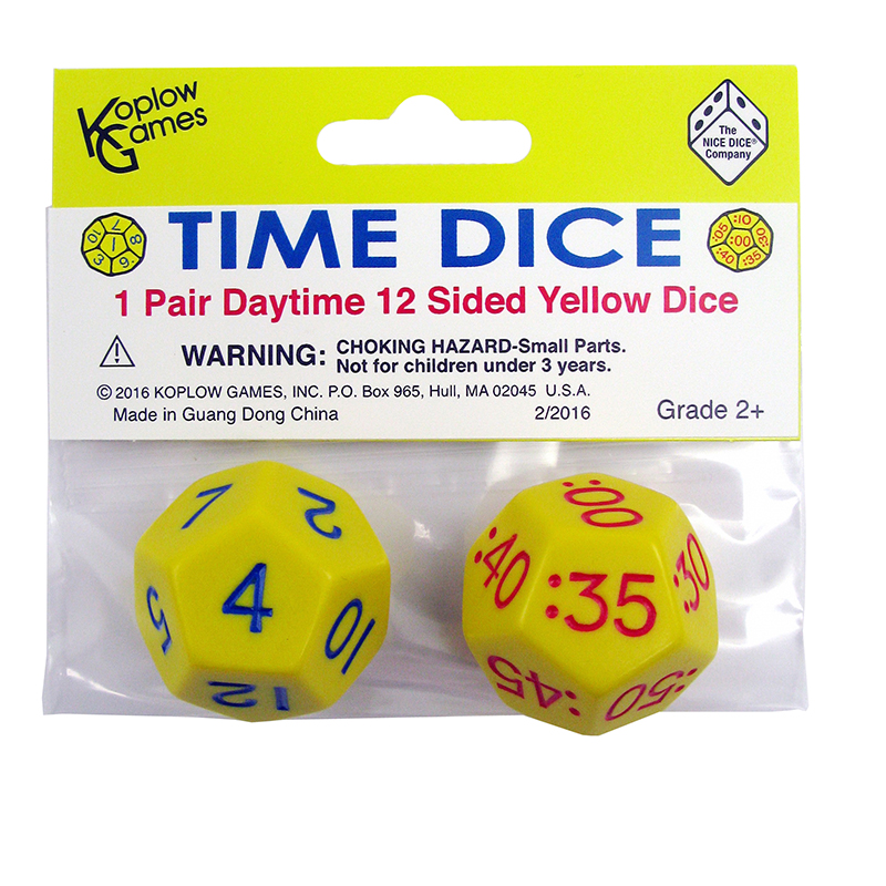 Time Dice Game Set, Yellow - Set of 6