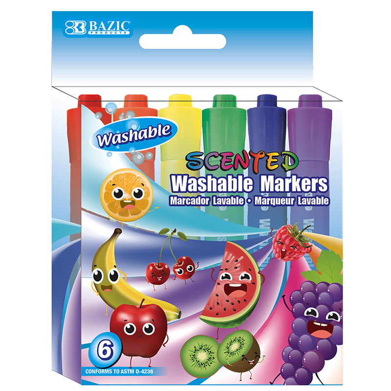 Picture of Bazic Products BAZ1285-12 Washable Markers Scented 6 Color - Pack of 12
