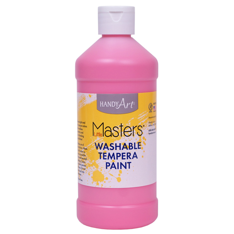 Little Masters Washable Tempera Paint Pint, Pink - 6 Each