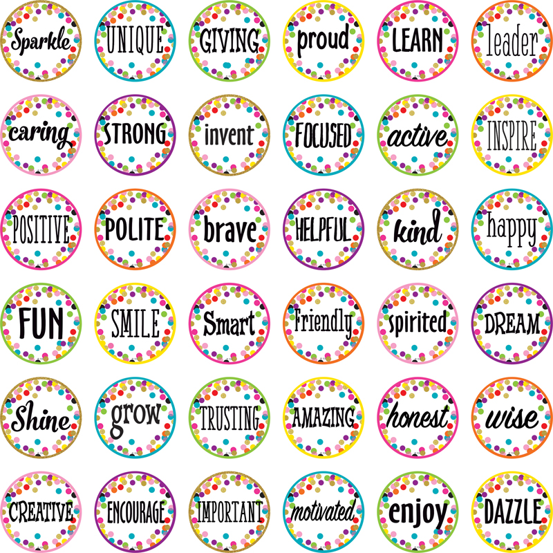 Picture of Teacher Created Resources TCR8732-6 Confetti Positive Words Mini Accents - Pack of 6