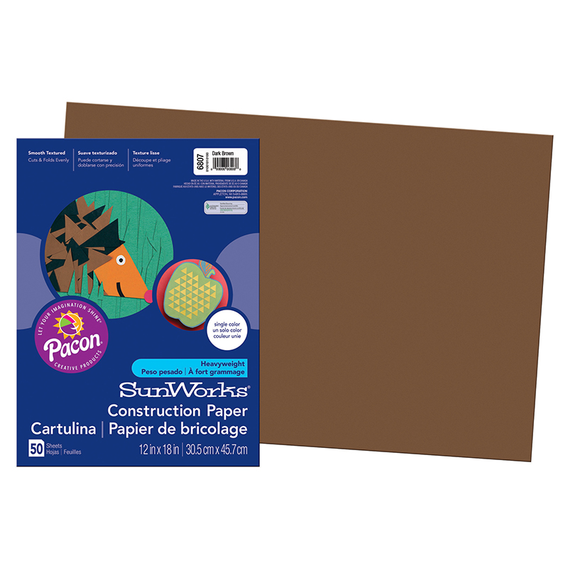 Pacon  12 x 18 in. Sunworks Construction Paper, Dark Brown - Pack of 5
