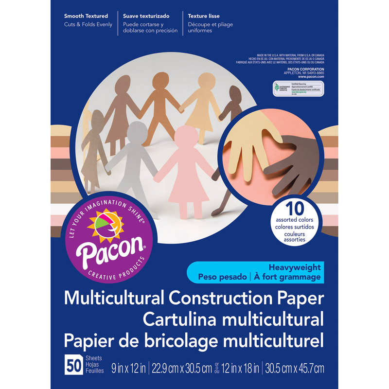 Pacon  Multicultural Construction Paper, 12 x 18 in. - Pack of 5