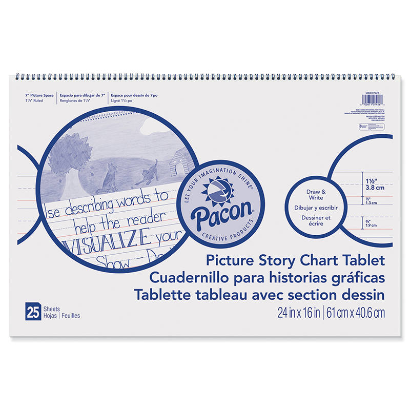 Pacon PACMMK07426-3 24 x 16 in. Chart Tablet 1.5 in. Ruled Picure Story - 3 Each