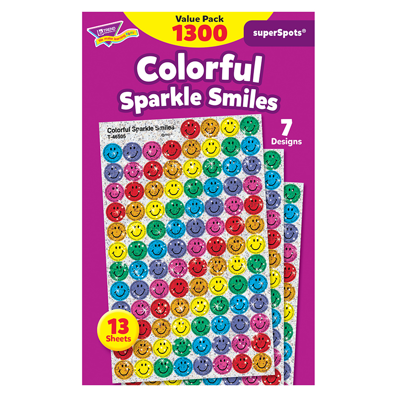 TREND Colorful Sparkle Smiles superSpots? Value Pack, 1300 Per Pack, 3 Packs