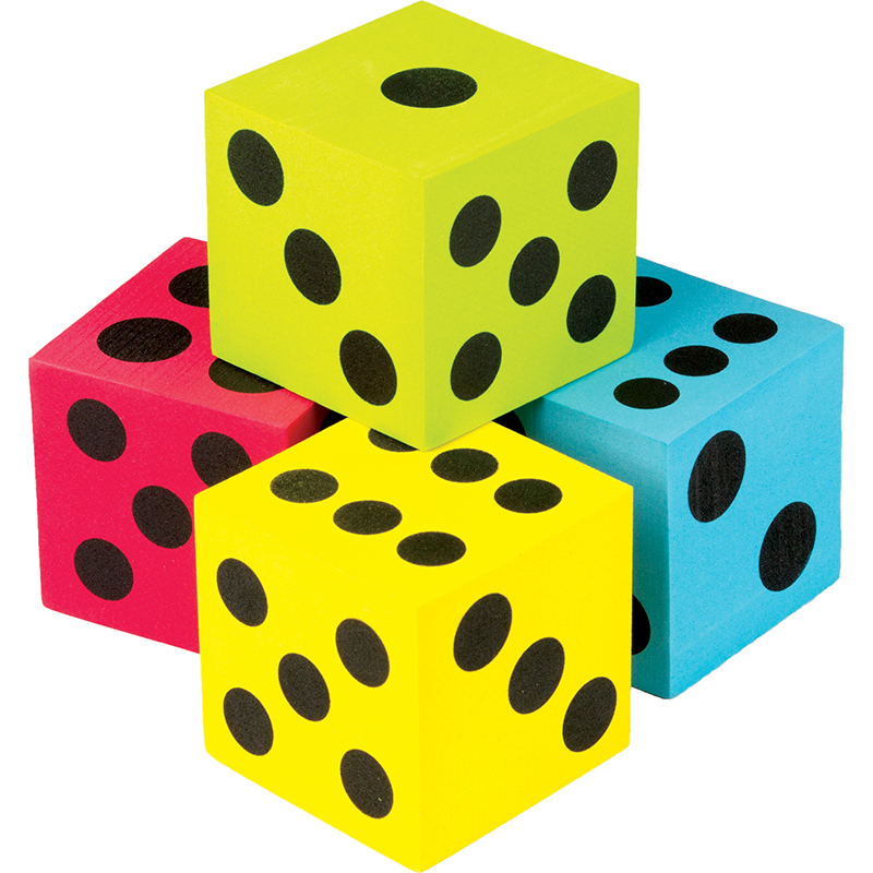 TCR20810-3 Foam Colorful Jumbo Dice - 4 Per Pack - Pack of 3 -  Teacher Created Resources