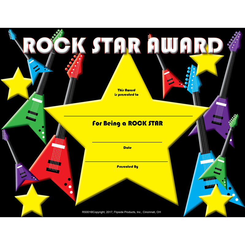 Picture of Flipside FLPRS001-3 Hayes Rock Star Certificate - Pack of 3