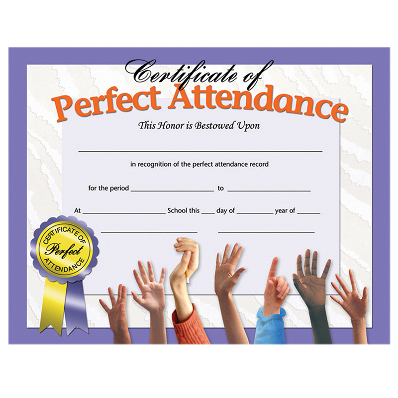Picture of Flipside H-VA613-3 Hayes Certificates Perfect Attendance Inkjet Laser&#44; 8.5 x 11 in. - 30 Per Pack - Pack of 3