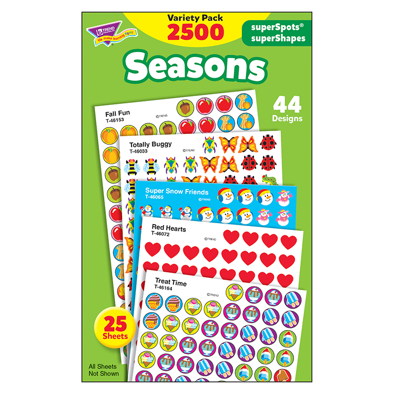 Trend Seasons superSpots?/superShapes Variety Pack, 2500 Per Pack, 3 Packs