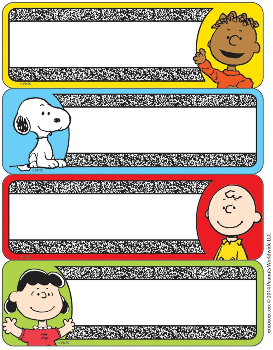 Picture of Eureka EU-656143-6 Peanuts Composition Label Stickers - Pack of 6