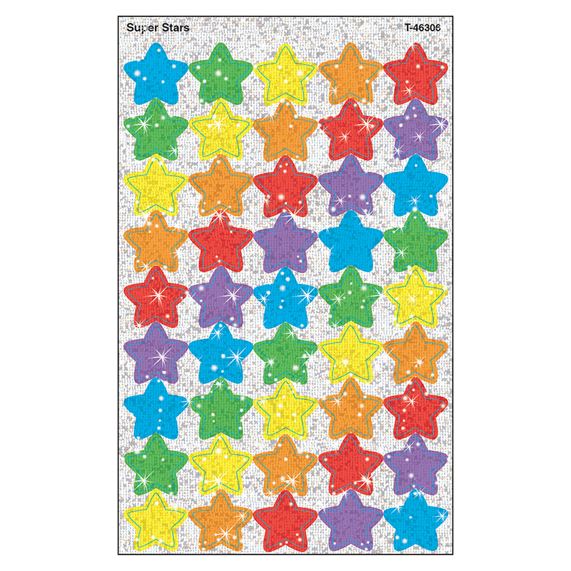Supershapes Sparkle Super Stars, Larger Size - 180 Per Pack - Pack of 6