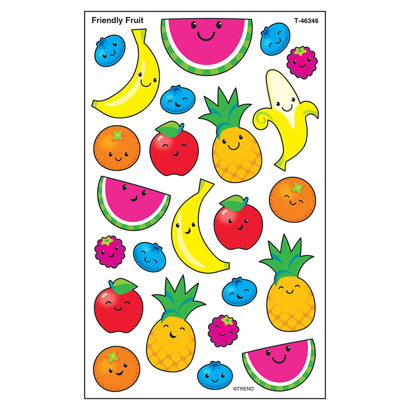 Friendly Fruit Super Stickers, Large - Pack of 6